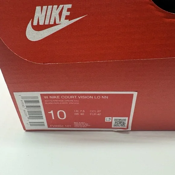 Nike Court Vision Lo NN White/Green Sail Low-Top Shoes FV9952-101 Womens Size 10 - Picture 8 of 9